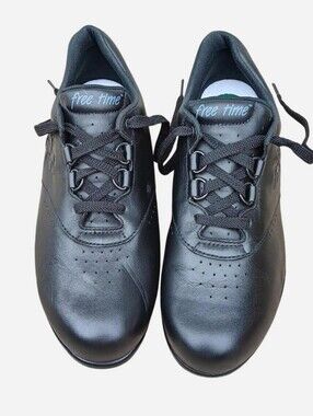 SAS Free Time Women’s 7.5N Narrow Black Leather Comfort Walking Shoes Orthopedic